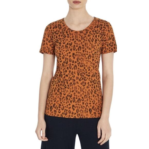 Three Dots Women’s Leopard Print Pocket Knit T-Shirt Orange & Black NWT Sz Small - Picture 3 of 8